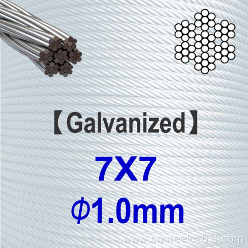 7x7 Dia.1.0mm Galvanized Steel Wire Rope